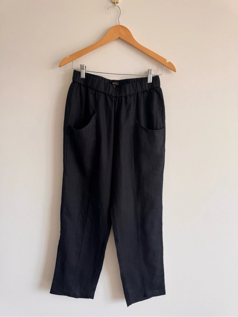 Quince | 100% European Linen Tapered Ankle Pants in Black Small
